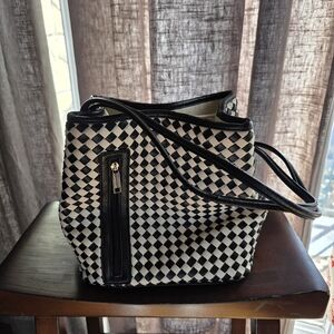 Samoe Black and White Checkered Women's Bag